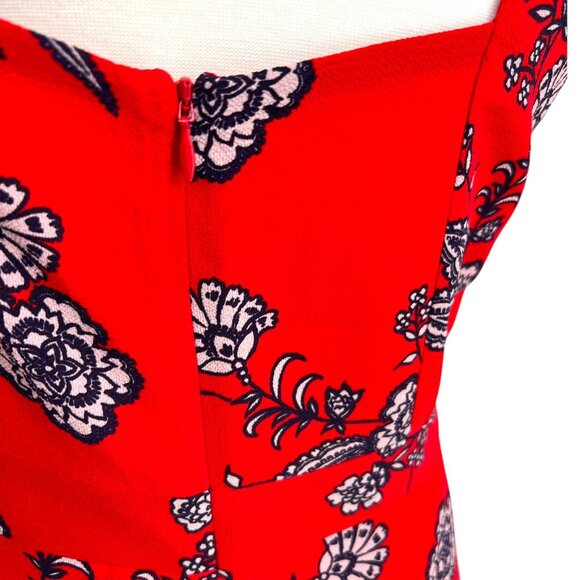 Eliza J Floral Sleeveless Mock Neck A-Line Open Back Dress Red Blue Size 16 - Picture 8 of 11